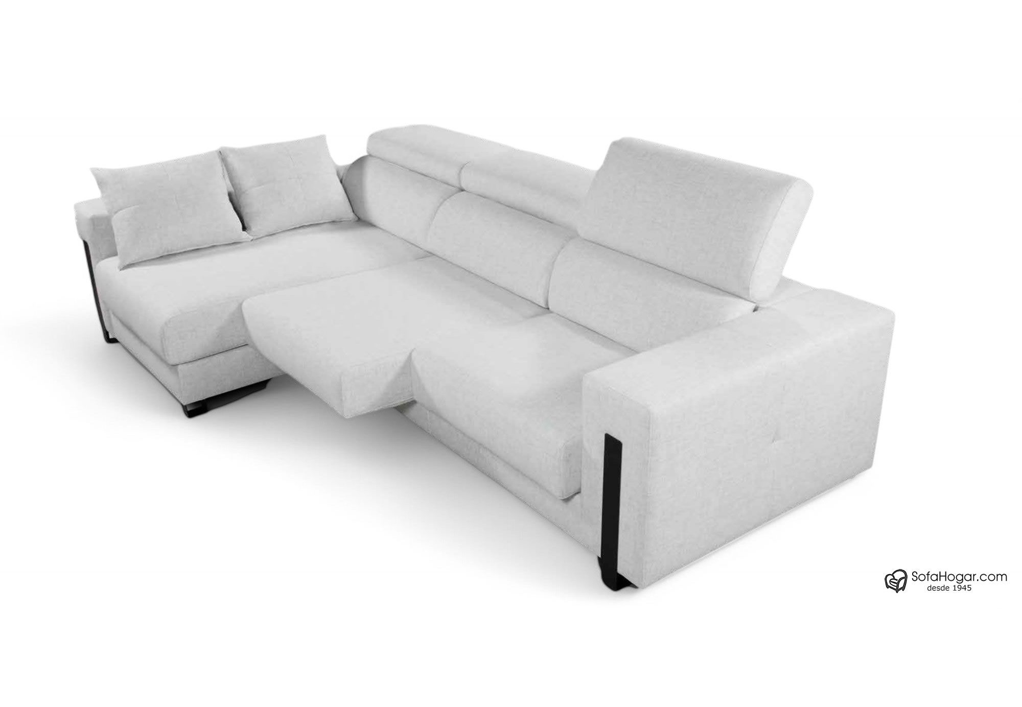 Sofá Chaise Longue Piel Natural con Asientos Deslizantes Carro