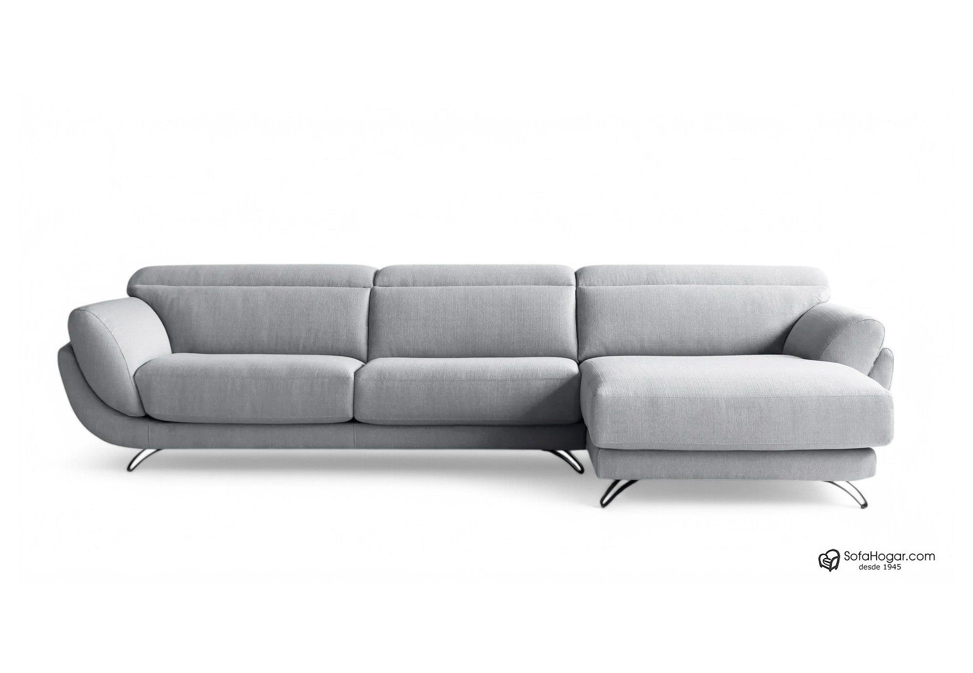 Sofá de Diseño en Piel con Chaise Longue y Asientos Deslizantes