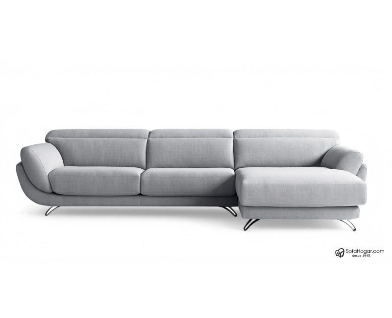 Sofá de Diseño en Piel con Chaise Longue y Asientos Deslizantes