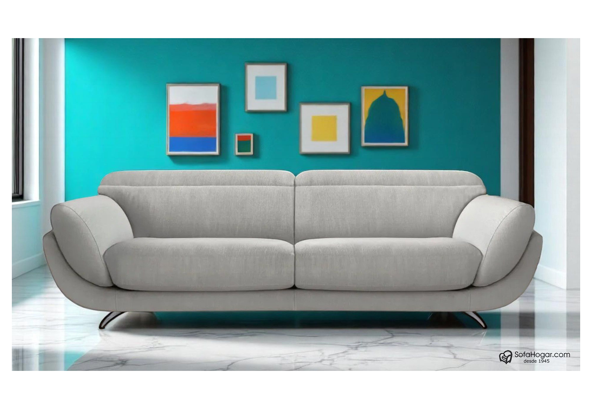 Sofá de Diseño en Piel con Chaise Longue y Asientos Deslizantes