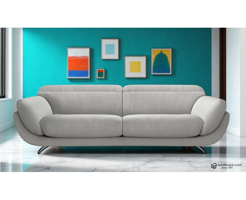 Sofá de Diseño en Piel con Chaise Longue y Asientos Deslizantes