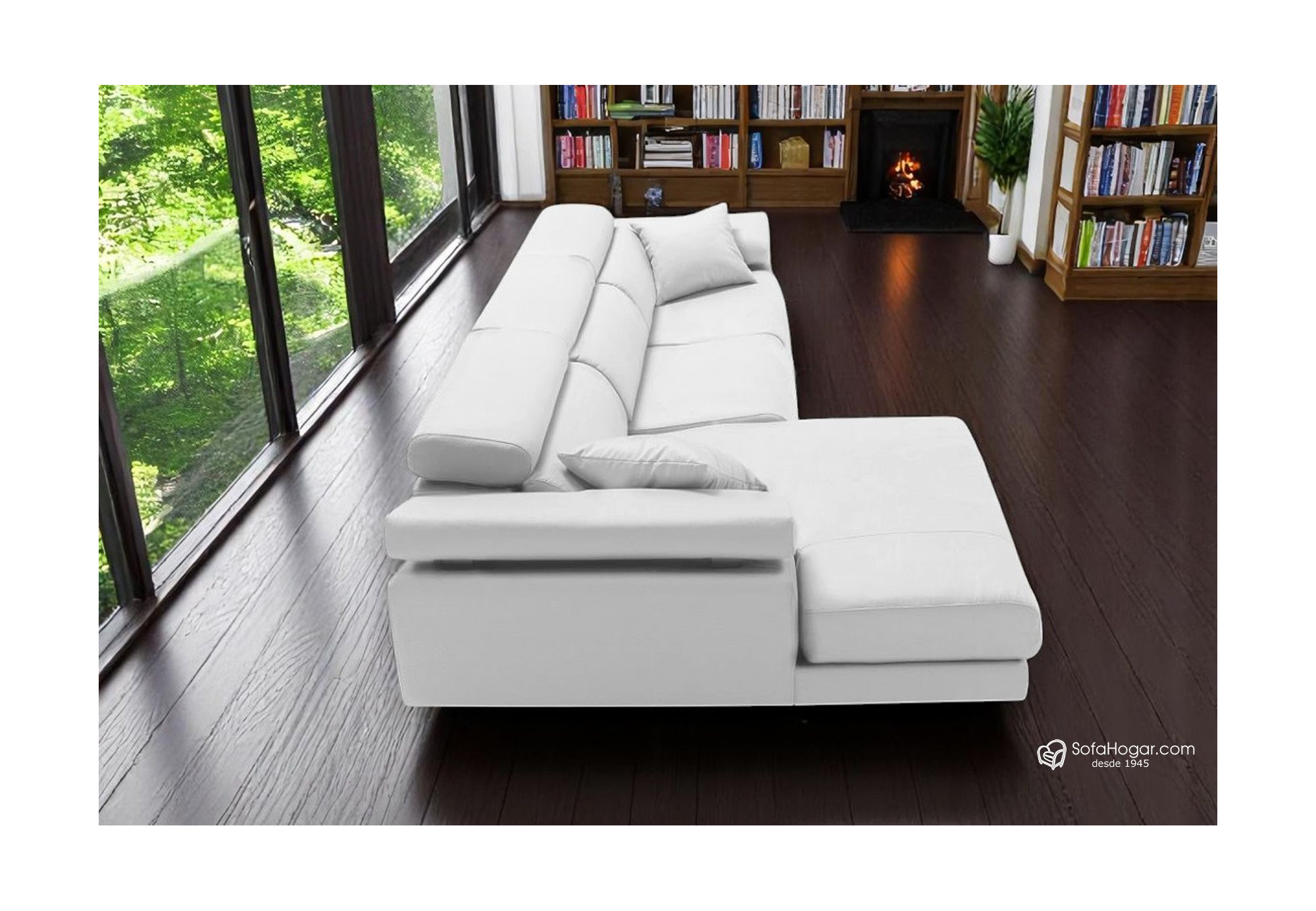 Sofá de Diseño de Lujo en Piel Genuina | Asientos Deslizantes y Brazos