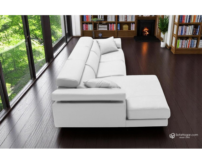 Sofá de Diseño de Lujo en Piel Genuina | Asientos Deslizantes y Brazos
