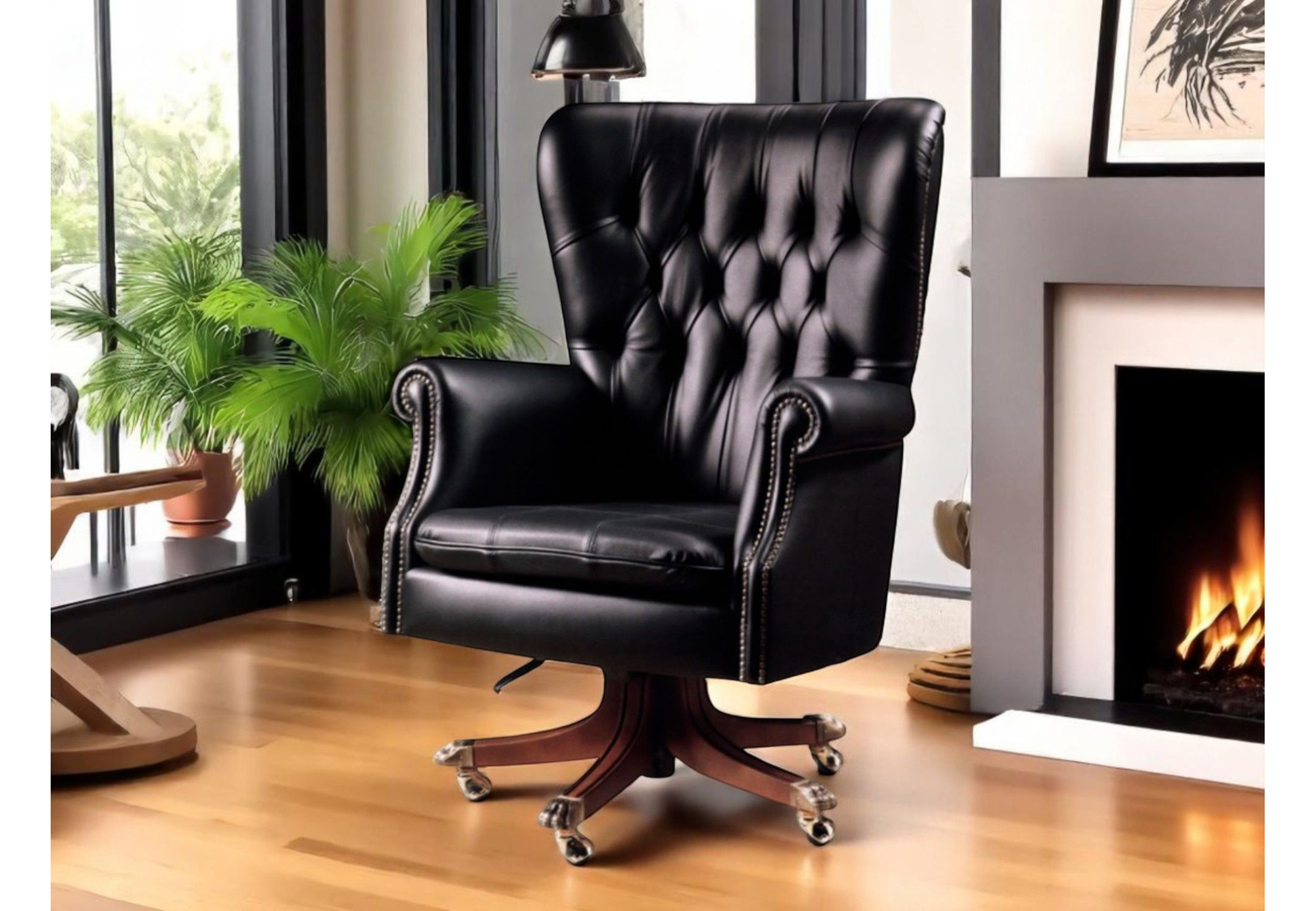 Butaca Despacho de Lujo – Piel Natural Capitoné Inglés