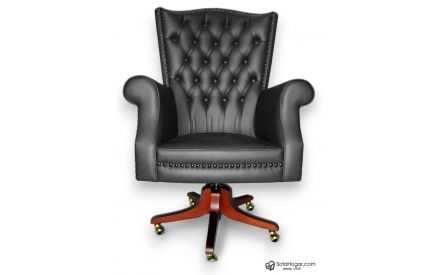 Sillón Despacho Inglés Lujo en Piel Natural Giratorio Modelo CASACION
