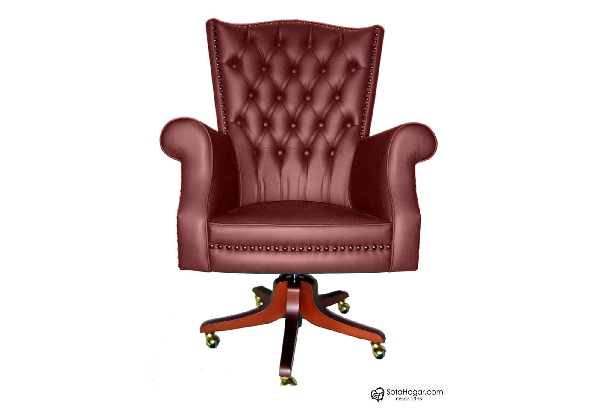 Sillón de Oficina Inglés de Lujo Casación | Piel Genuina, Giratorio