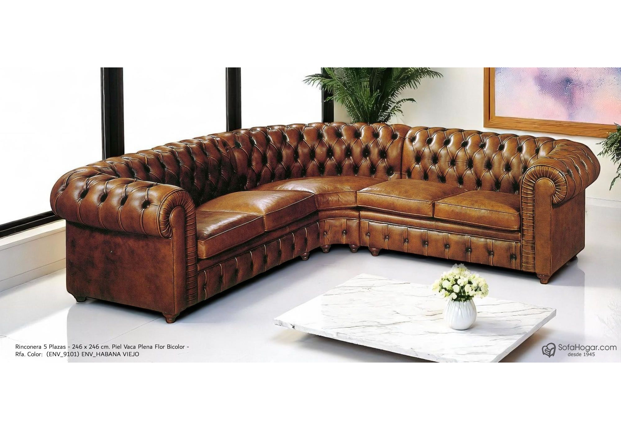 Rinconera Chesterfield Bicolor en Piel Clásica | Blasco 1945 – Artesanía de Lujo