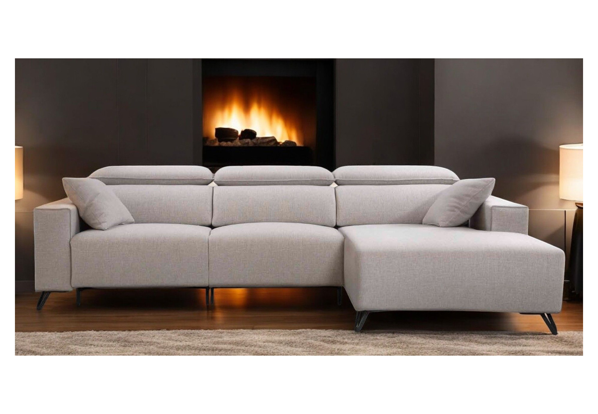 Sofá Chaise Longue Blanco de Piel de Lujo – Modelo ICARO Reclinable y Relax Motorizado