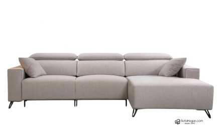 Sofá Chaise Longue de Piel Blanca | Lujo Reclinable con Deslizantes Modelo ICARO