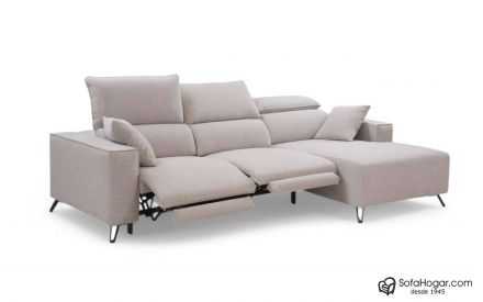 Sofá Chaise Longue de Piel Blanca | Lujo Reclinable con Deslizantes Modelo ICARO