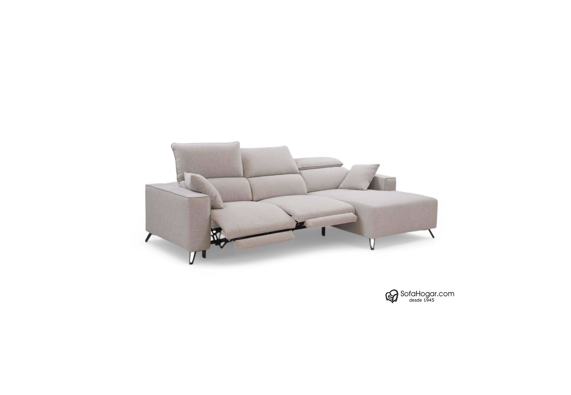 Sofá Chaise Longue Blanco de Piel de Lujo – Modelo ICARO Reclinable y Relax Motorizado