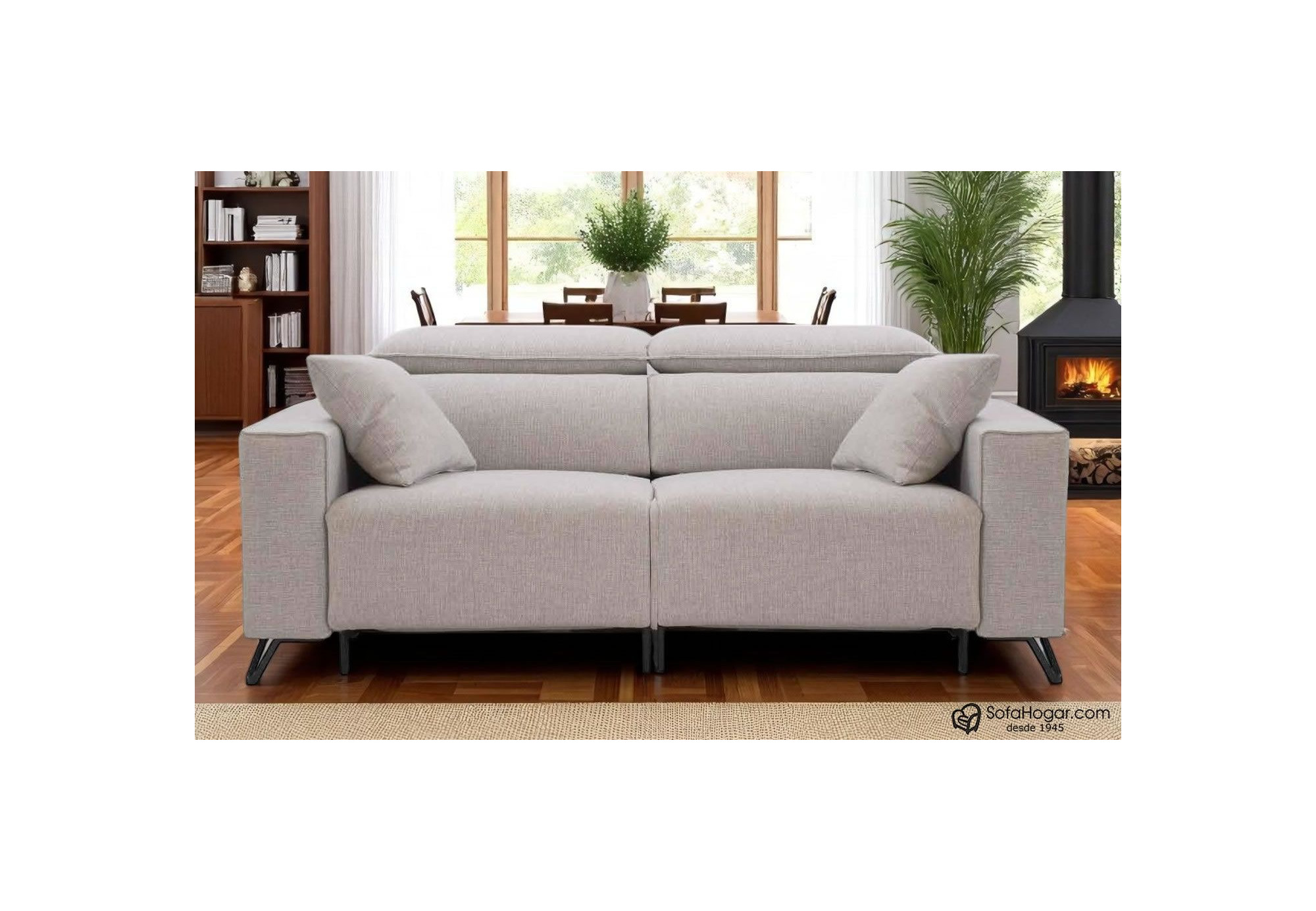 Sofá piel moderna blanco o chocolate ICARO | Asiento deslizante o relax