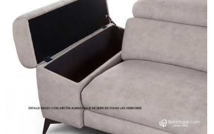 Sofá Chaise Longue piel natural de lujo con opción Relax  Modelo NAIRA