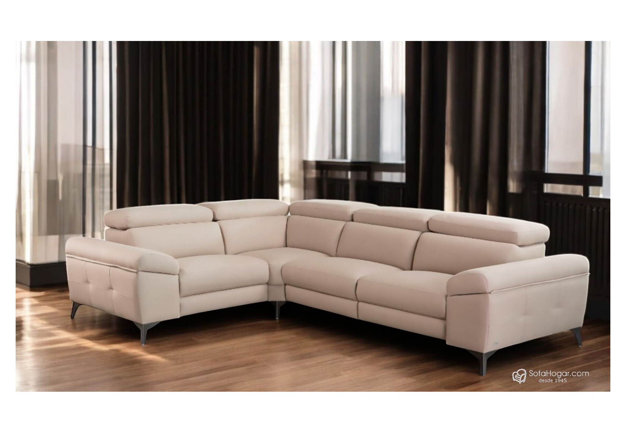 Rinconera de piel natural NAIRA – Sofá modular con relax, arcón y 3 medidas