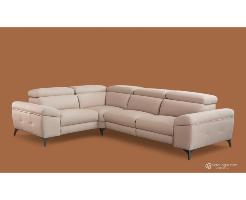 Rinconera de piel natural NAIRA – Sofá modular con relax, arcón y 3 medidas