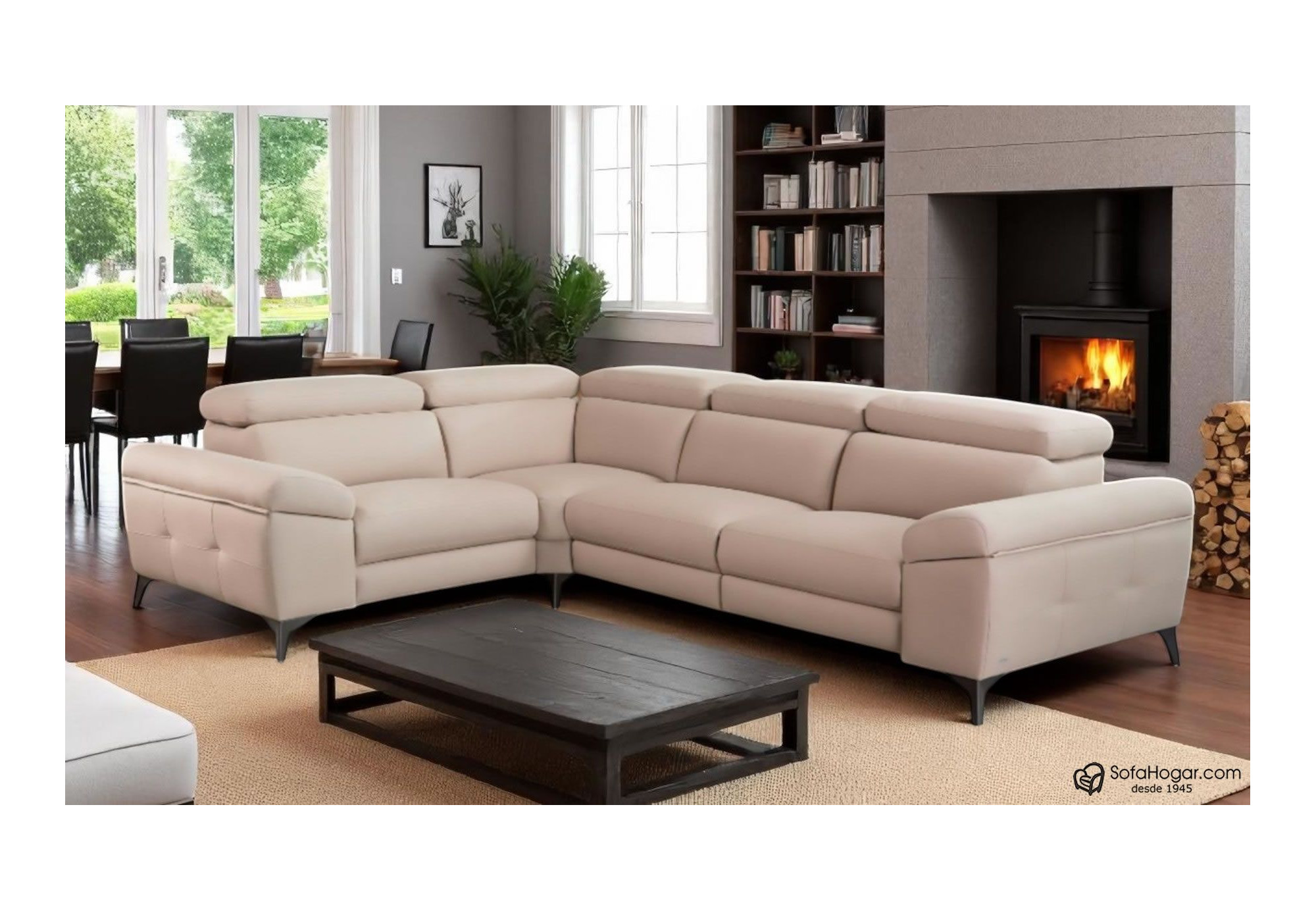 Rinconera de piel natural NAIRA – Sofá modular con relax, arcón y 3 medidas