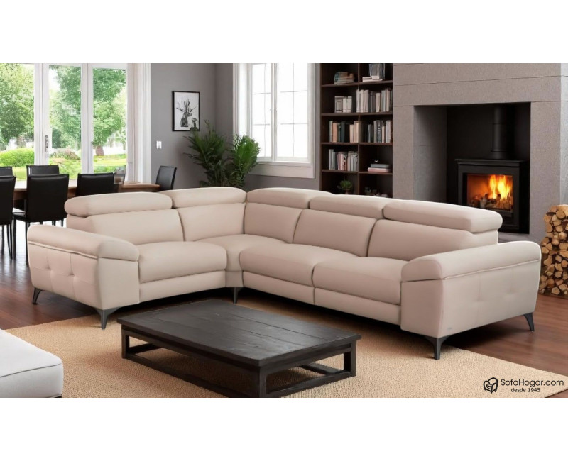 Rinconera de piel natural NAIRA – Sofá modular con relax, arcón y 3 medidas