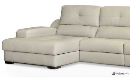Sofá Chaise Longue Moderno Piel Blanca Relax o Fijo Modelo TABURETE