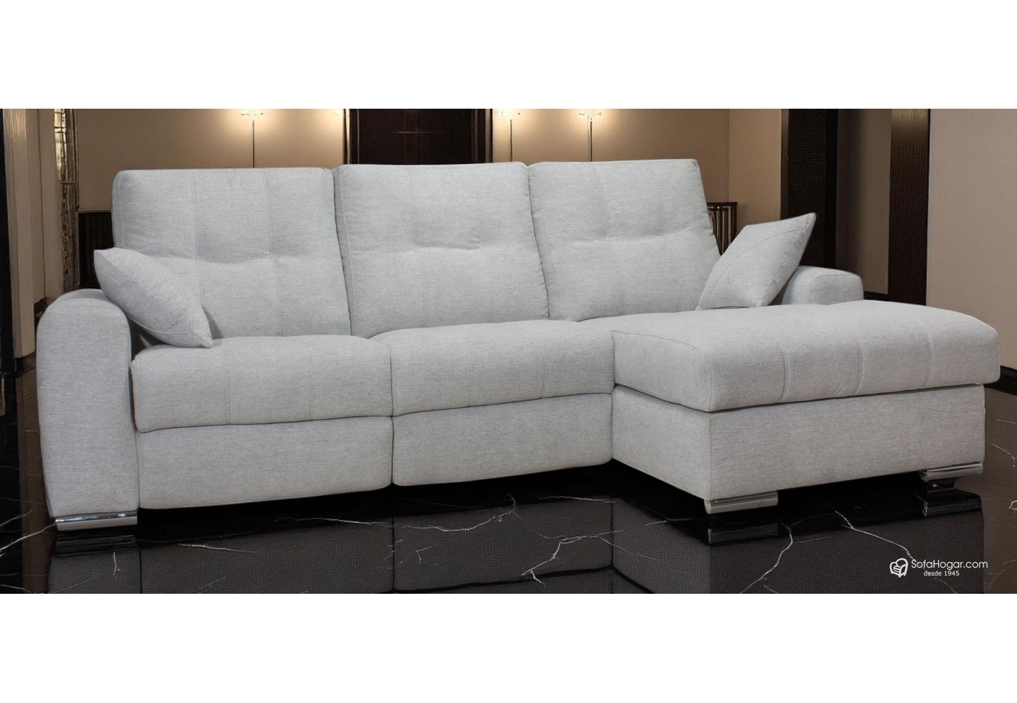 Sofá de piel con chaise longue PERLA | Comprar sofás online