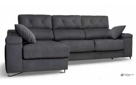 Sofá Chaise Longue Piel Asiento Deslizante Respaldo Abatible Modelo FOCOS