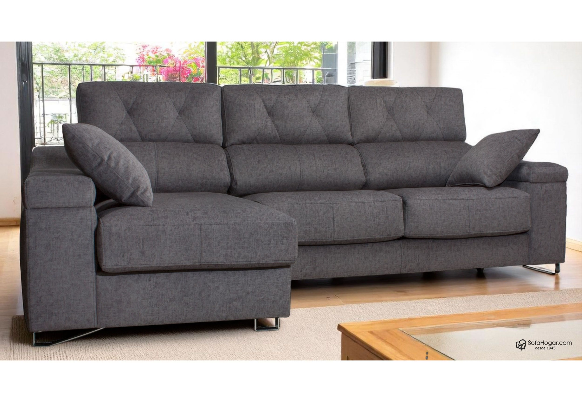 Chaiselongue piel natural con asientos deslizantes FOCOS | Sofahogar