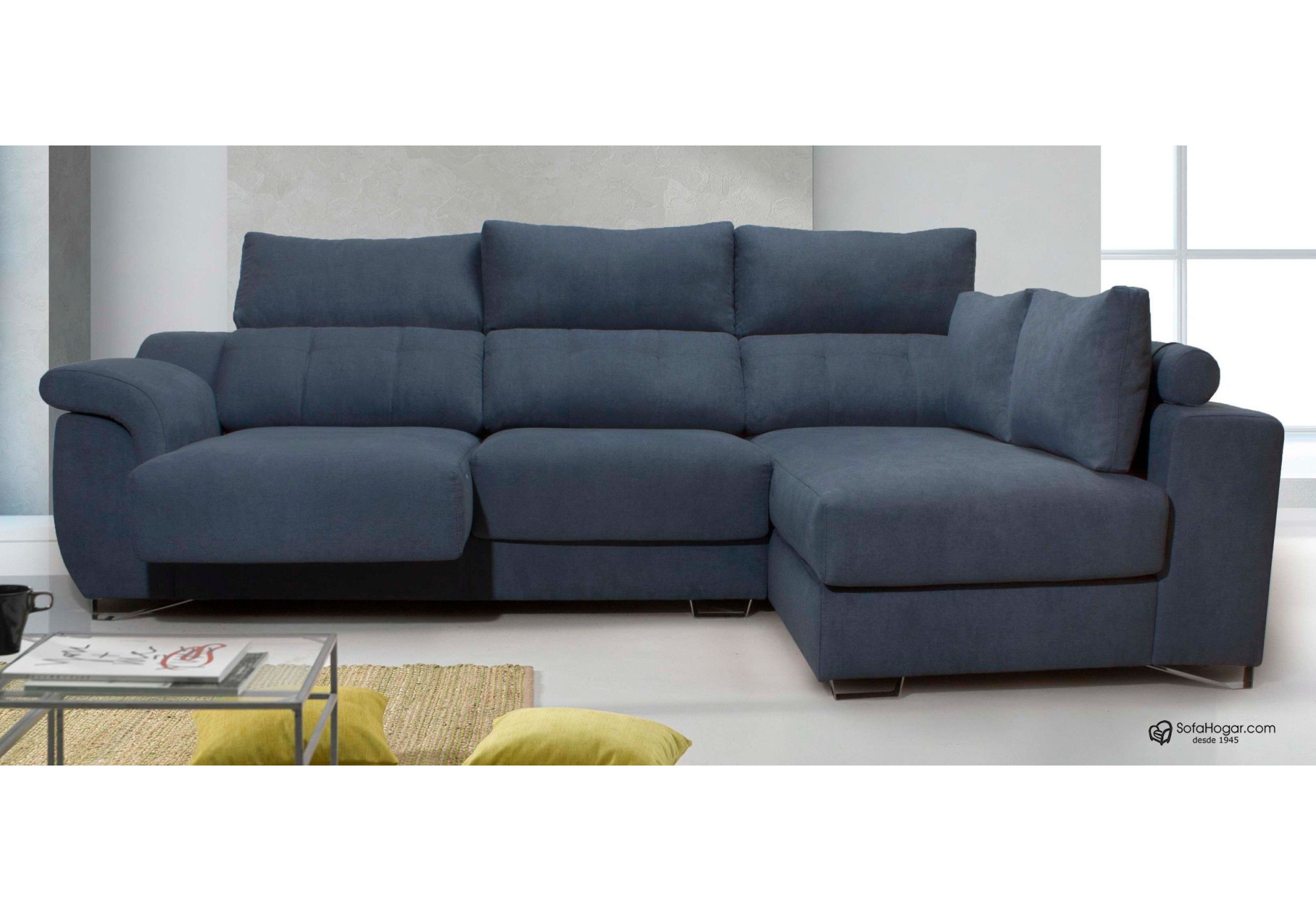 Sofá con Chaise Longue asientos deslizantes Mayte | Sofás de cuero