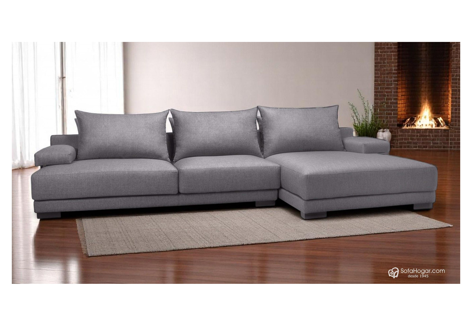 Sofá GADEA Chaise Longue – Moderno, Fijo y en Piel Natural