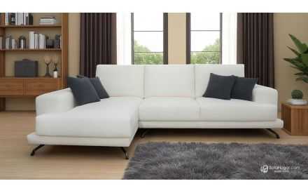 Sofá Chaise Longue Moderna Patas Altas Piel Natural, Artesana Modelo MICHEL
