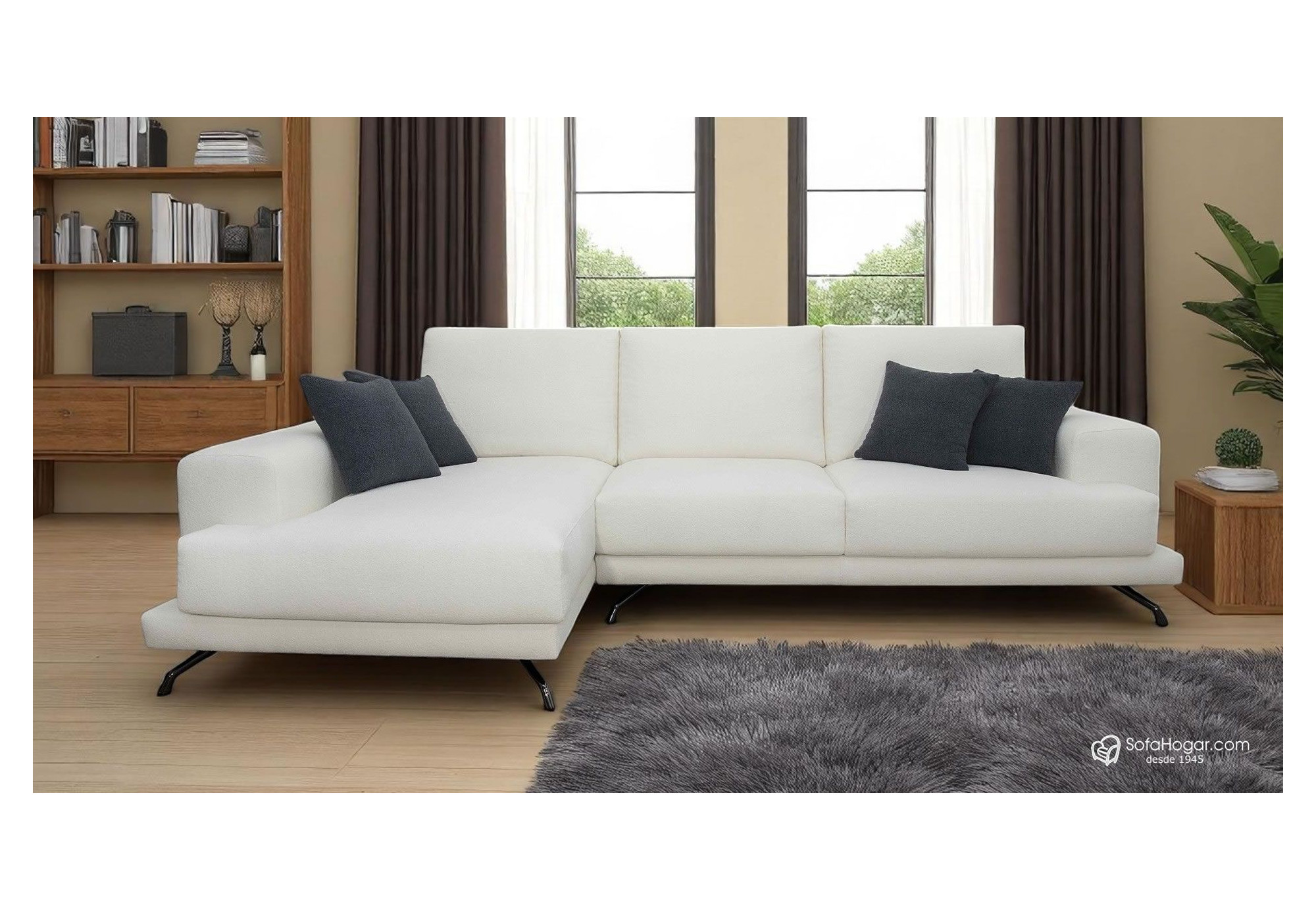 Sofá Chaise Longue MICHEL en piel blanca – Moderno y artesanal