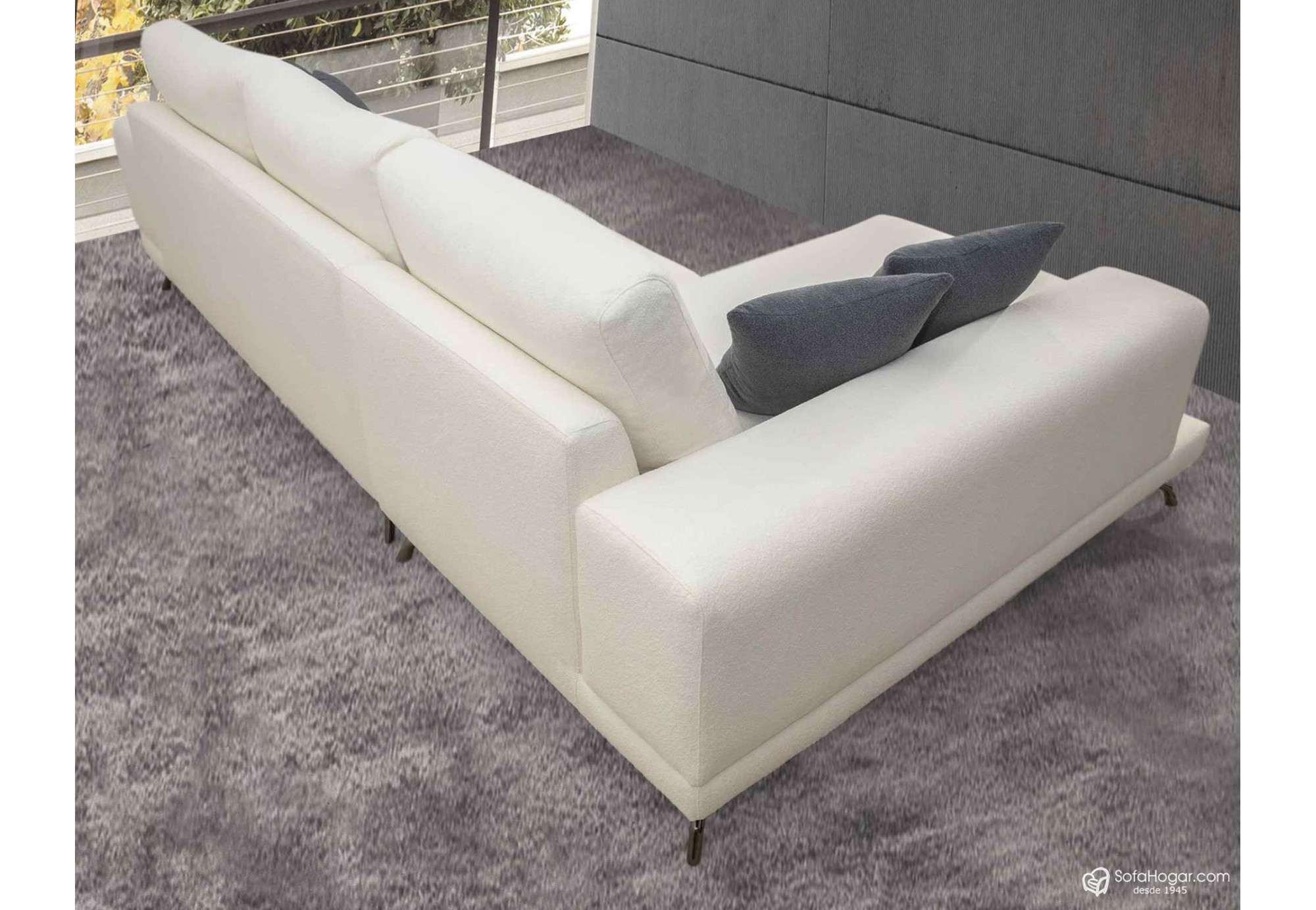 Sofá Chaise Longue MICHEL en piel blanca – Moderno y artesanal