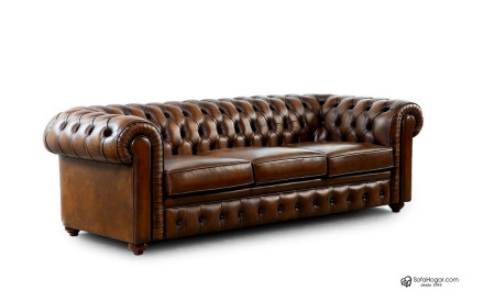 Sofá Chester 3 Plazas Inglés en Piel Bicolor | SofaHogar 2