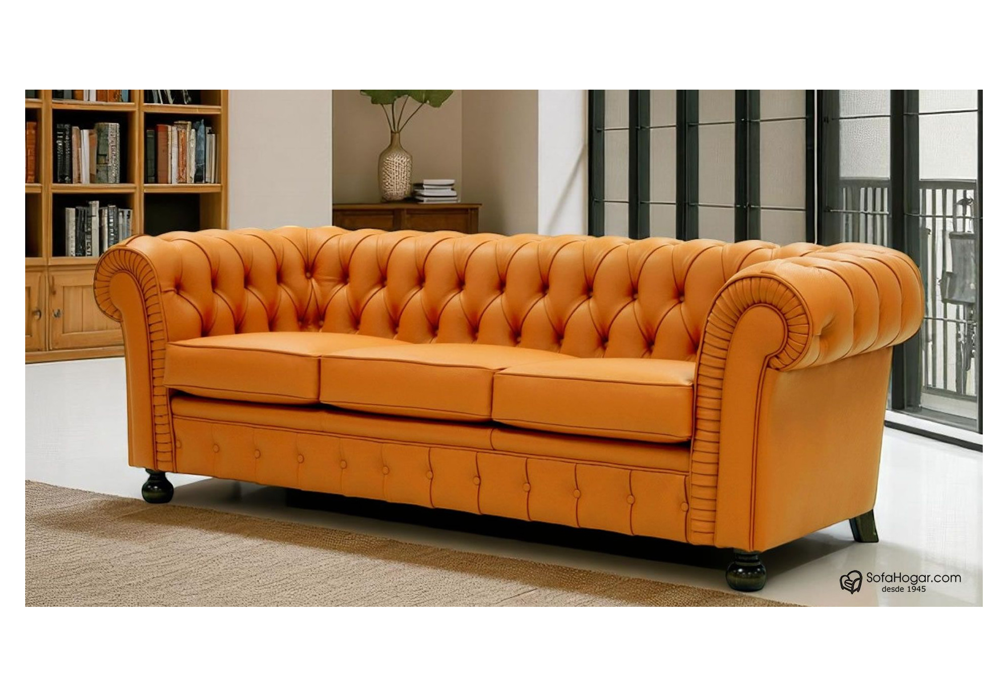 Sofá Chesterfield 3 Plazas Chester Piel Blanca Natural – Classic