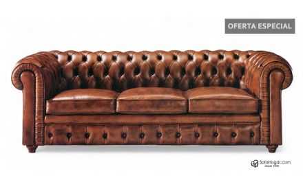 Sofás CHESTER originales Piel Vaca Bicolor Inglés Oferta 80 Aniversario
