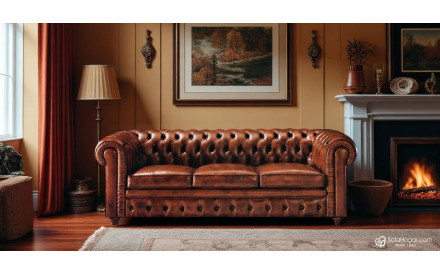 Sofá Chester 3 Plazas Inglés en Piel Bicolor | SofaHogar 2