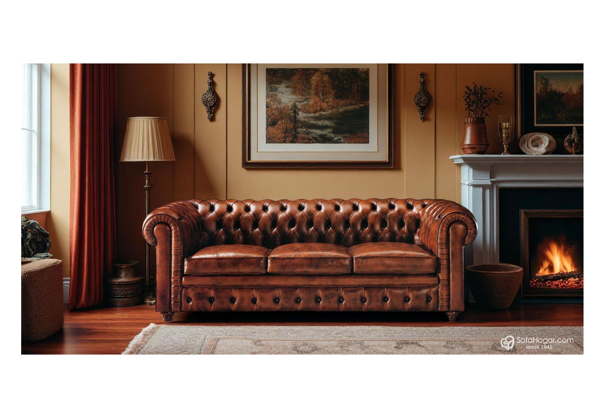 Sofá chester original en piel | Sofá chesterfield inglés | SofaHogar