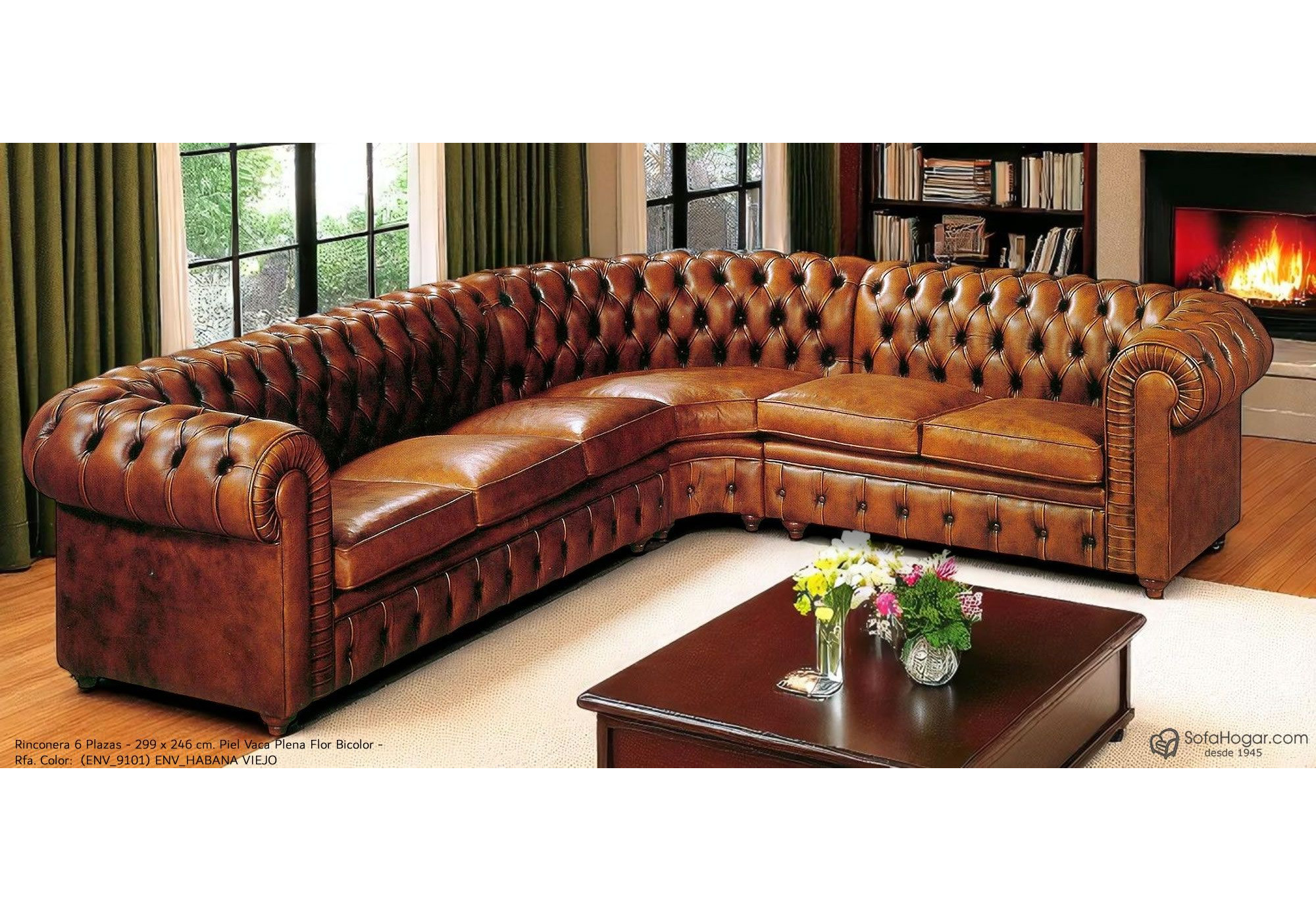 Rinconera Chesterfield Bicolor en Piel Clásica | Blasco 1945 – Artesanía de Lujo