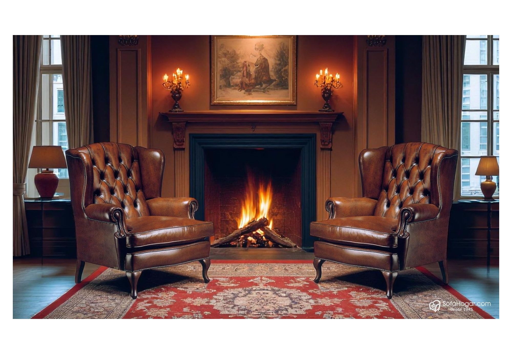 Butaca Orejera Inglesa MANOLETE – Clásica, artesanal y en piel