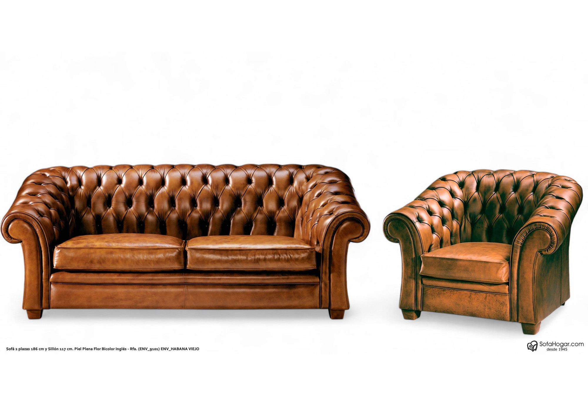 Sofá Chester 2 Plazas de Piel de Lujo al mejor precio