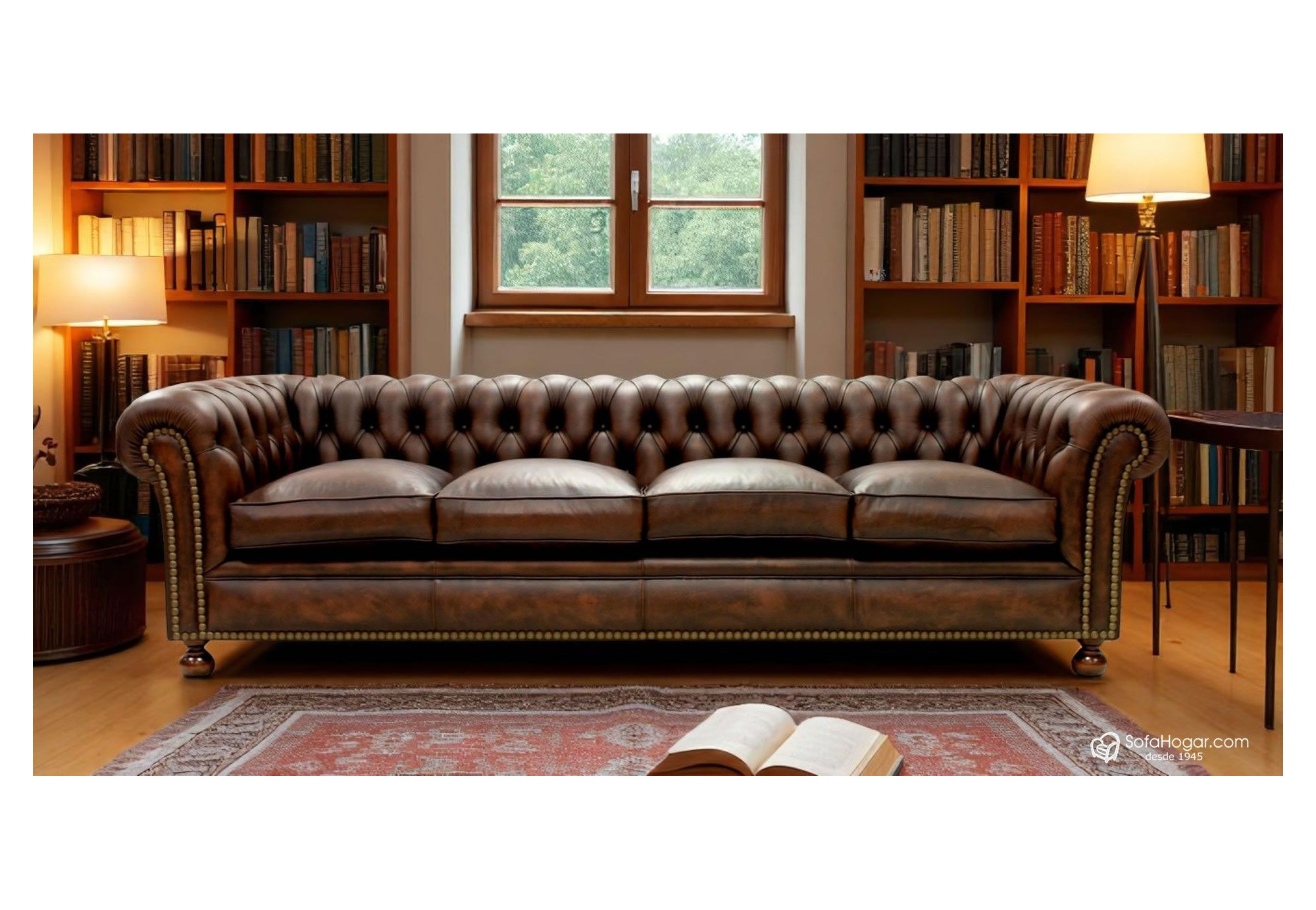 Sofá Chesterfield de piel vintage Kensington tachas | Sofahogar
