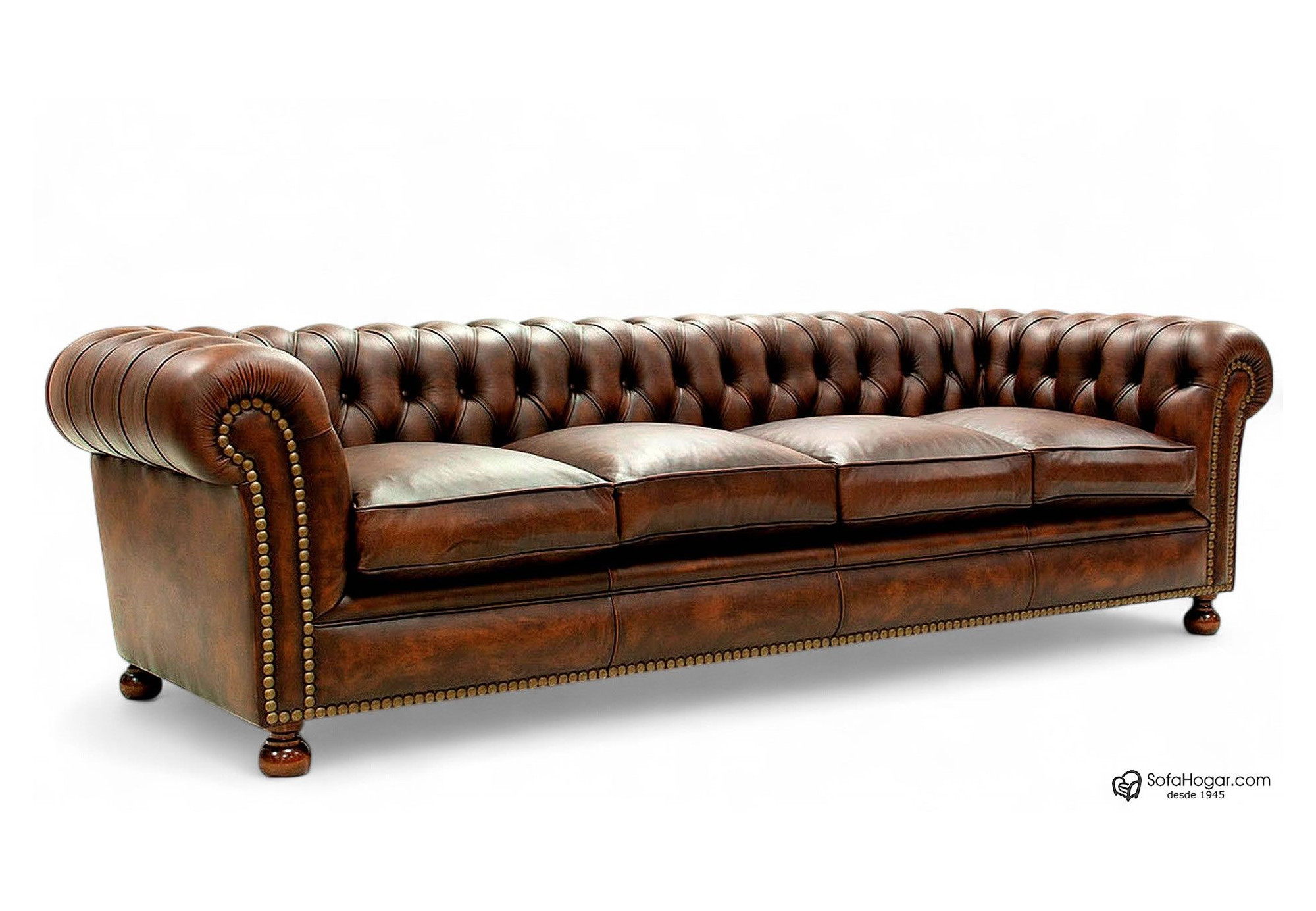Sofá Chesterfield de piel vintage Kensington tachas | Sofahogar