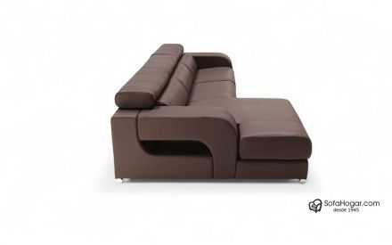 Chaise Longue Piel - Moderna Piel Cocholate, Modelo PARADISE - opción Relax
