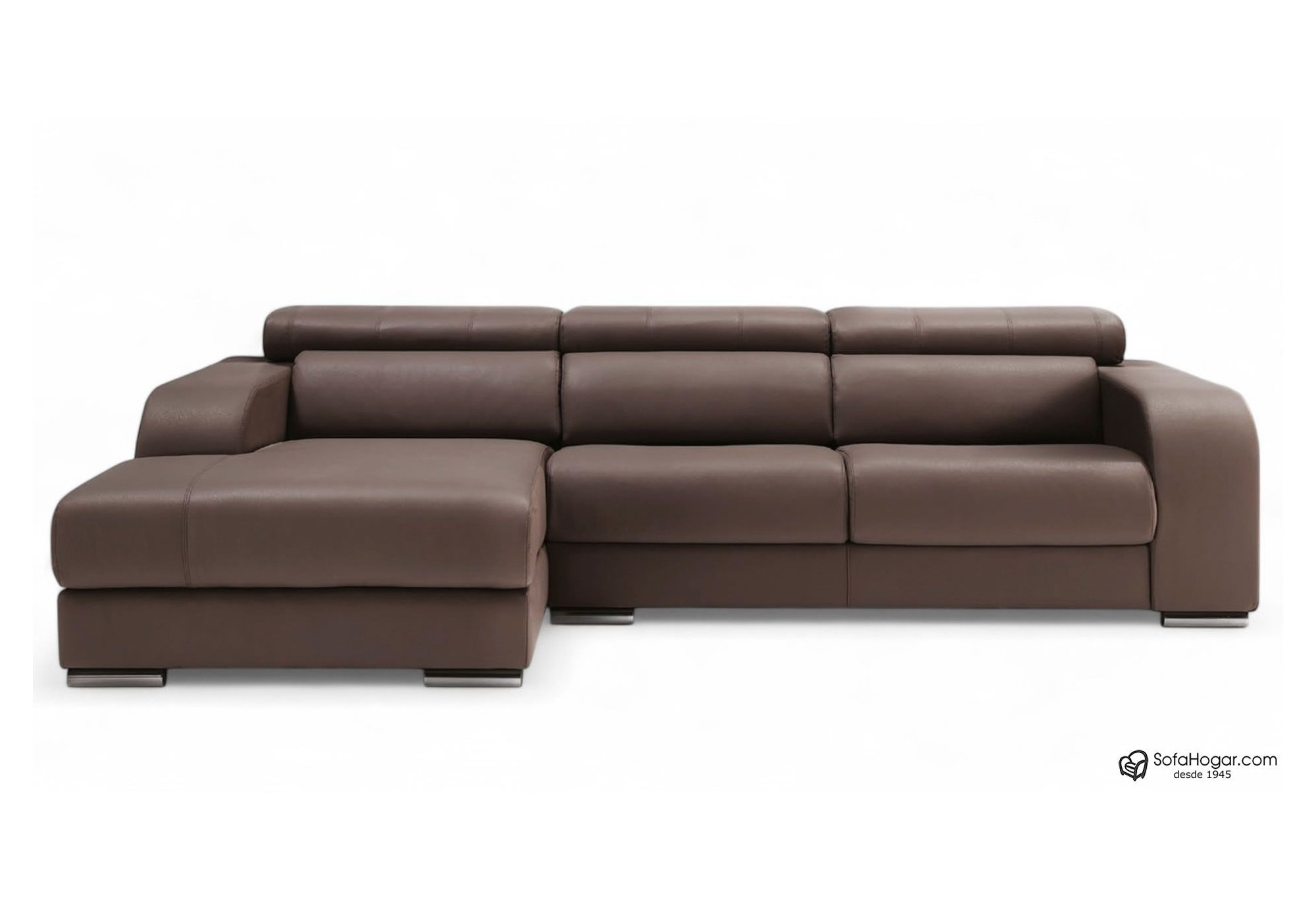 Sofá PARADISE en piel chocolate – Chaise Longue moderna y relax
