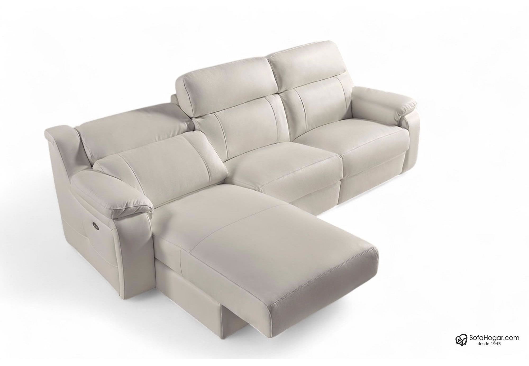 Sofá piel cheslong eléctrico de 3 motores relax COPERTI | Sofahogar