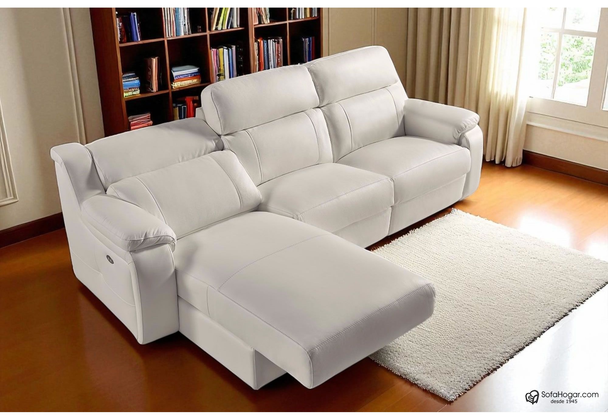 Sofá piel cheslong eléctrico de 3 motores relax COPERTI | Sofahogar