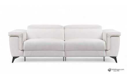 Sofá Moderno en Piel Natural, Deslizantes apoyo suelo, Relax Motor Modelo MATTEO