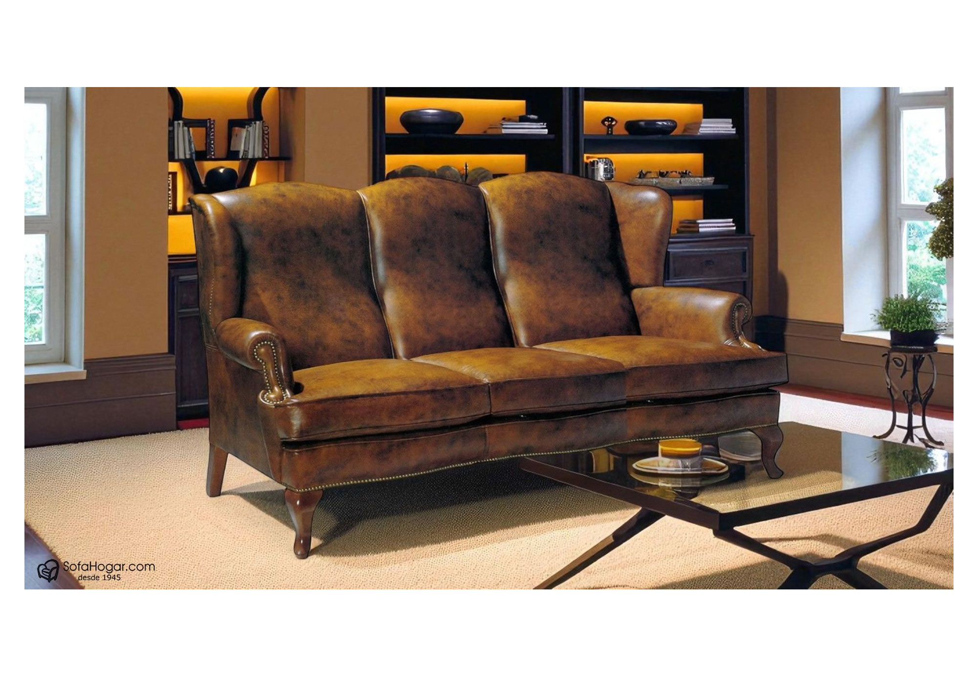 Sillón Orejero INGLÉS en piel natural – Artesano y elegante