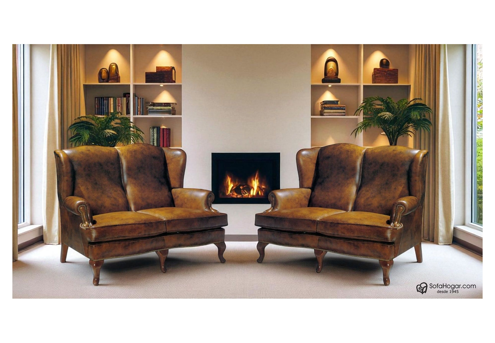 Sillón Orejero INGLÉS en piel natural – Artesano y elegante