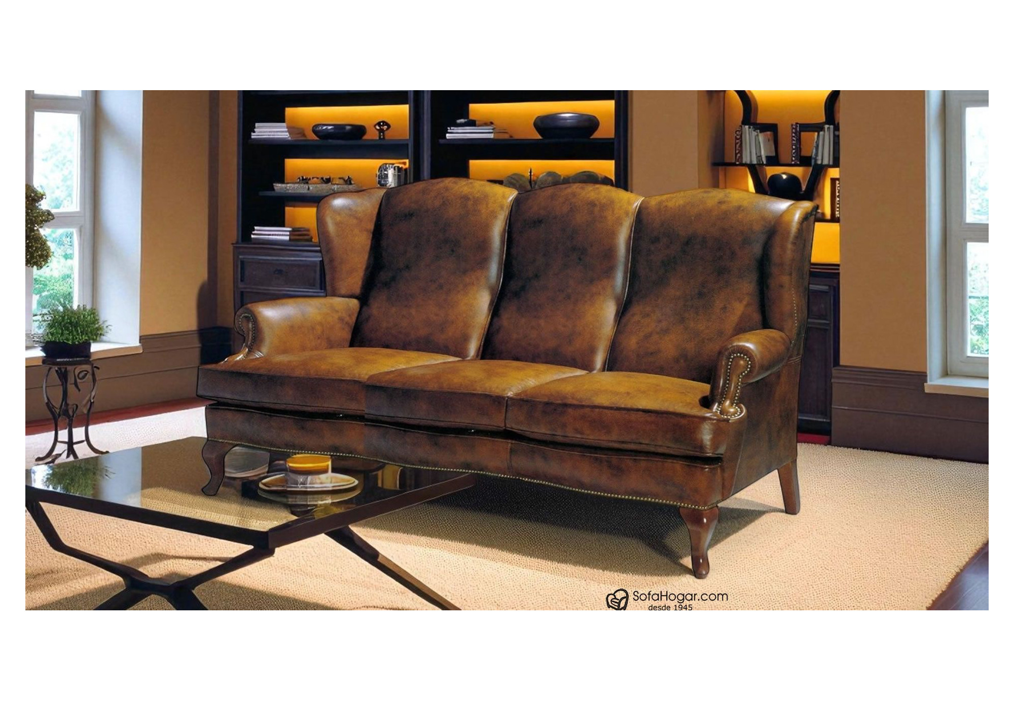 Sillón Orejero INGLÉS en piel natural – Artesano y elegante