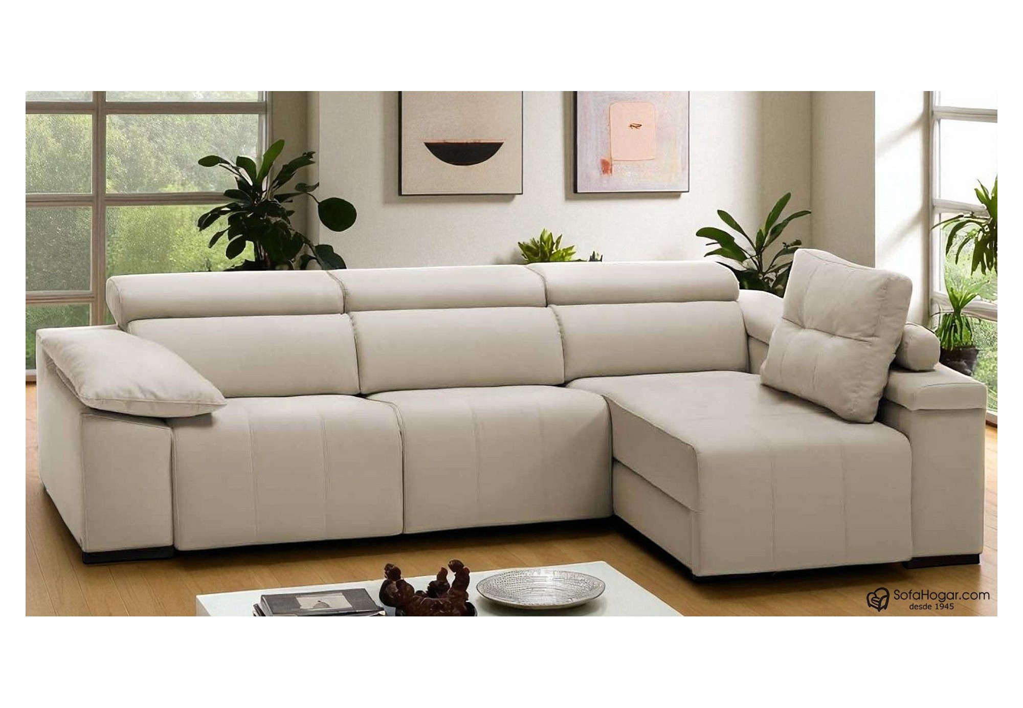 ChaiseLongue Relax Moderna Eléctrica Piel Natural  - Económica