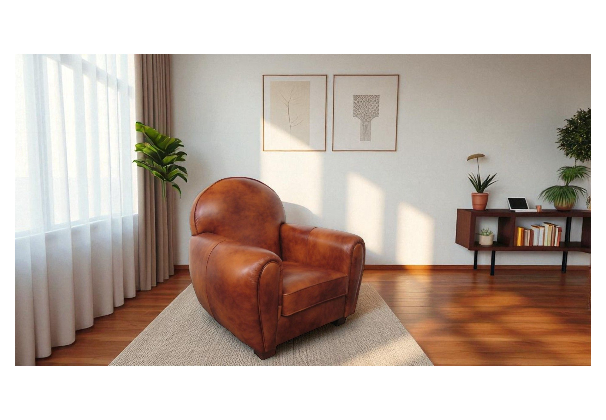 Butaca Club Estilo Parisino en Piel Natural – Modelo CLUB Hecho a Mano